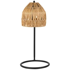 Fabrique de Styles Lampes À Poser*Lampe en raphia et fer naturel et noir h50cm - Tulum