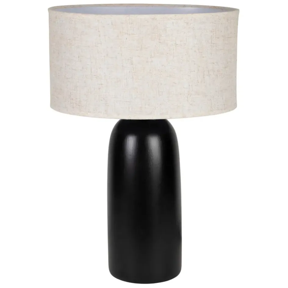Fabrique de Styles Lampes À Poser*Lampe en terre cuite et lin noir et beige h60cm - Vita