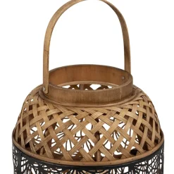 Fabrique de Styles Lampes À Poser*Lampe lanterne en fer et bambou h36.5cm noir et doré - flaural