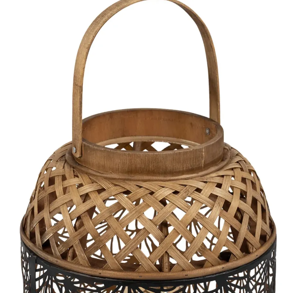 Fabrique de Styles Lampes À Poser*Lampe lanterne en fer et bambou h36.5cm noir et doré - flaural
