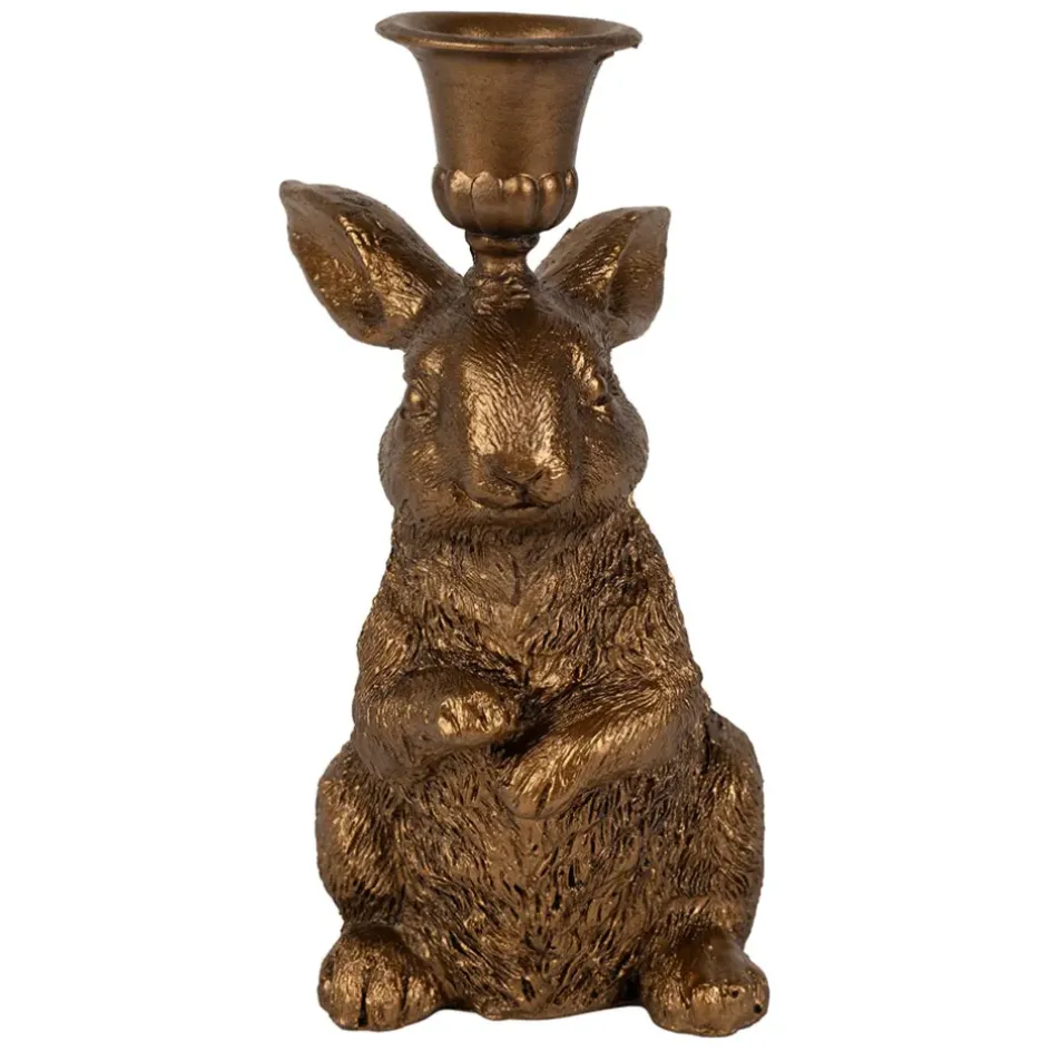 Fabrique de Styles Photophores, Bougeoirs Et Lanternes*Lot de 2 bougeoirs lapin en poudre de pierre et fer - Floreal