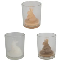 Fabrique de Styles Bougies Non Parfumées*Lot de 3 bougies lapin blanc beige et marron 2h - Floreal