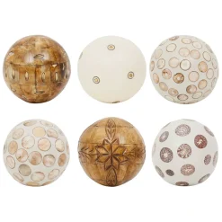 Fabrique de Styles Petits Objets Déco*Lot de 6 boules décoratives en résine ivoire et brun - Yumbe