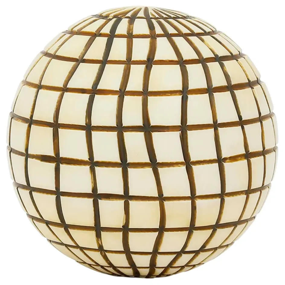 Fabrique de Styles Petits Objets Déco*Lot de 6 boules décoratives en résine brun et ivoire - Sumba