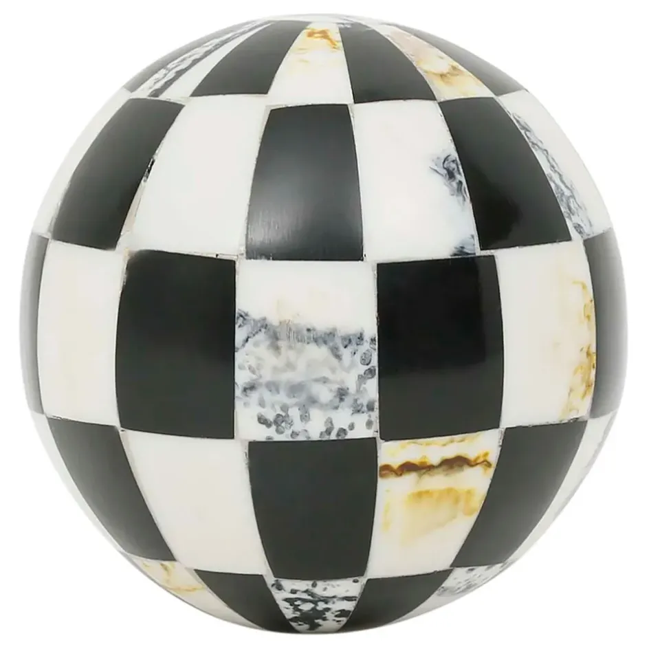 Fabrique de Styles Petits Objets Déco*Lot de 6 boules décoratives en résine brun et ivoire - Sumba