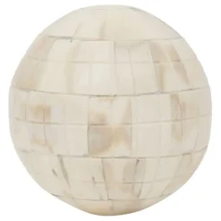 Fabrique de Styles Petits Objets Déco*Lot de 6 boules décoratives en résine brun et ivoire - Sumba