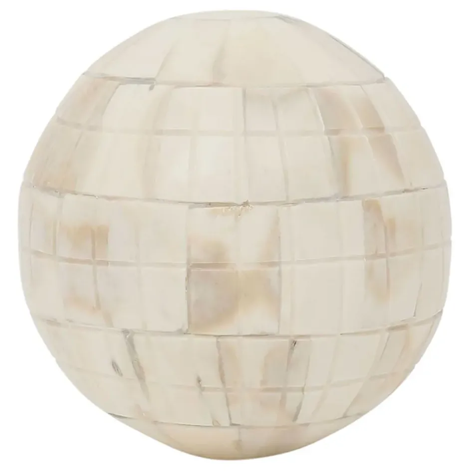 Fabrique de Styles Petits Objets Déco*Lot de 6 boules décoratives en résine brun et ivoire - Sumba