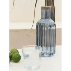 Fabrique de Styles Carafes Et Pichets*Lot de 3 bouteilles en verre borosilicate bleu émeraude et transparent 1.4L - Mycenes