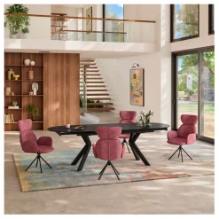 Fabrique de Styles Chaises*Lot de 2 chaises pivotantes en tissu parme - Omida