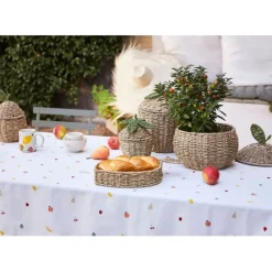 Fabrique de Styles Paniers Et Corbeilles*Lot de 2 corbeille pommes en jonc de mer naturel et vert - Les Fruits