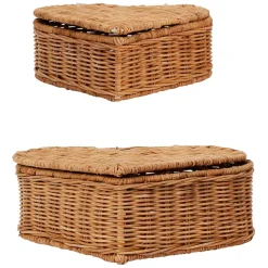 Fabrique de Styles Paniers Et Corbeilles*Lot de 2 corbeilles coeur avec couvercle en rotin - Fantine