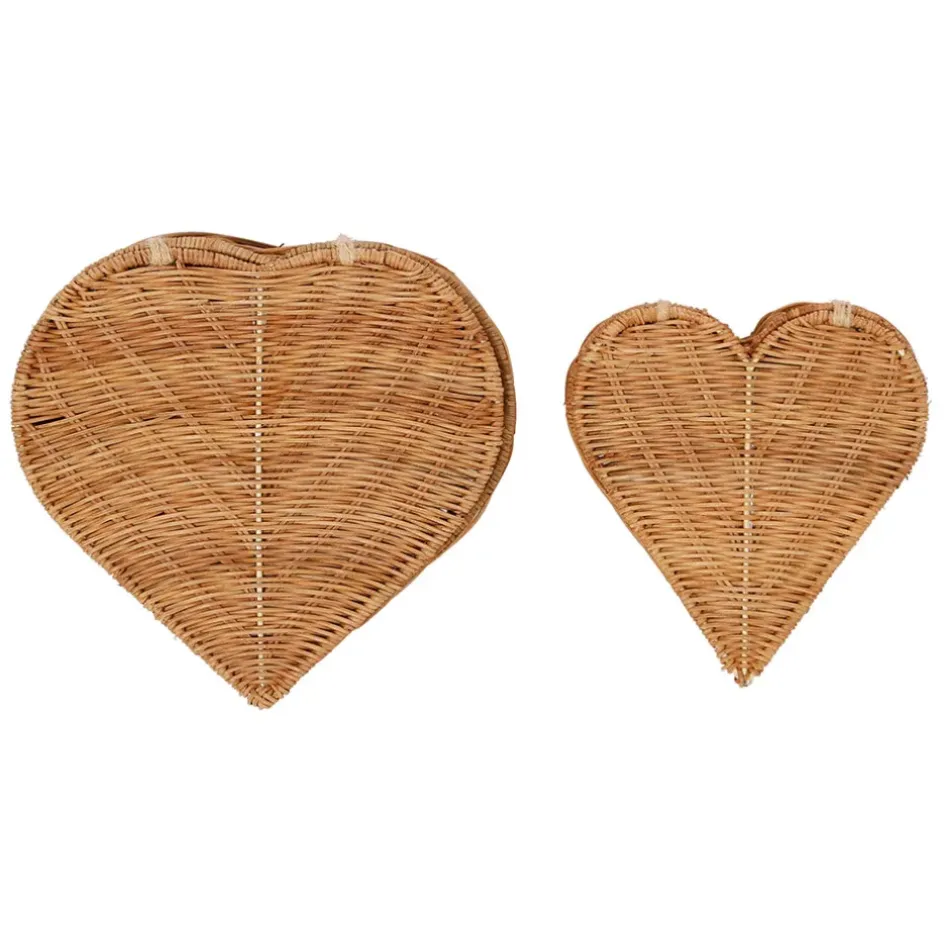 Fabrique de Styles Paniers Et Corbeilles*Lot de 2 corbeilles coeur avec couvercle en rotin - Fantine