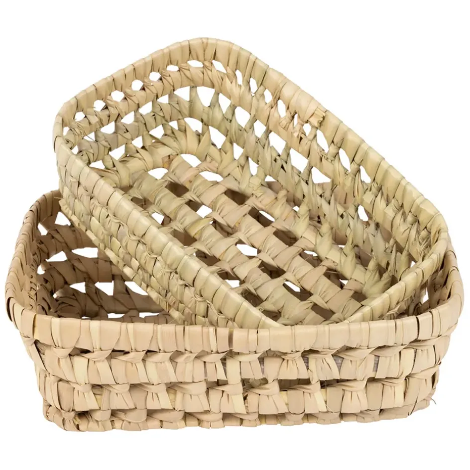 Fabrique de Styles Paniers Et Corbeilles*Lot de 2 corbeilles en feuille de palmier 25x20xh10cm - Beezz
