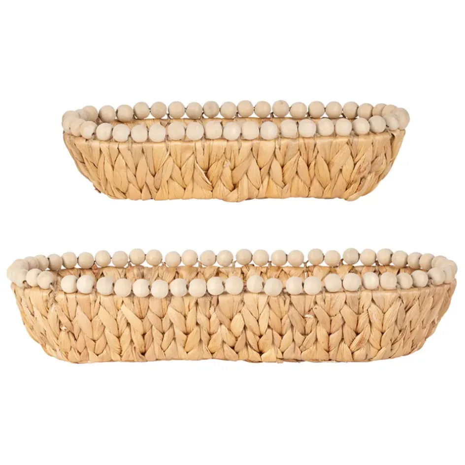 Fabrique de Styles Paniers Et Corbeilles*Lot de 2 corbeilles en Jacynthe d'eau et fer - Eté A La Mer