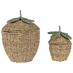 Fabrique de Styles Paniers Et Corbeilles*Lot de 2 corbeilles fraise en jonc de mer naturel et vert - Les Fruits