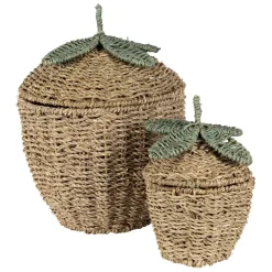 Fabrique de Styles Paniers Et Corbeilles*Lot de 2 corbeilles fraise en jonc de mer naturel et vert - Les Fruits