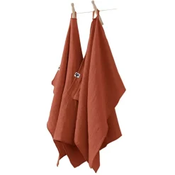 Fabrique de Styles Torchons, Tabliers Et Maniques*Lot de 2 essuies mains en gaze coton terracotta 50x70cm - Gaia