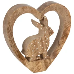 Fabrique de Styles Petits Objets Déco*Lot de 2 Lapins cœur en manguier naturel et blanc - Floréal