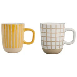 Fabrique de Styles Tasses Et Mugs*Lot de 2 mugs en grès jaune et blanc - courba