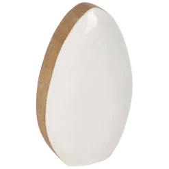 Fabrique de Styles Petits Objets Déco*Lot de 2 Oeufs en manguier naturel et blanc - Floréal