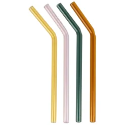 Fabrique de Styles Accessoires Réutilisables*Lot de 4 pailles en verre borosilicate h19cm - Funny