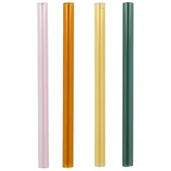 Fabrique de Styles Accessoires Réutilisables*Lot de 4 pailles en verre borosilicate h14cm - Funny