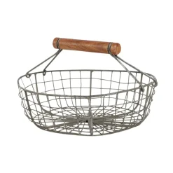 Fabrique de Styles Paniers Et Corbeilles*Lot de 3 paniers en fer avec anse en bois