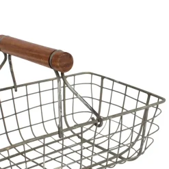 Fabrique de Styles Paniers Et Corbeilles*Lot de 3 paniers en fer avec anse en bois