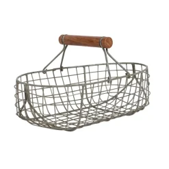 Fabrique de Styles Paniers Et Corbeilles*Lot de 3 paniers en fer avec anse en bois