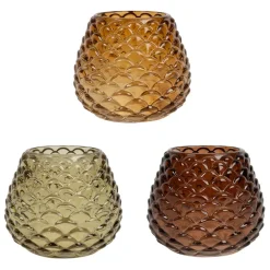 Fabrique de Styles Photophores, Bougeoirs Et Lanternes*Lot de 3 photophores en verre h8.6cm - Prisca