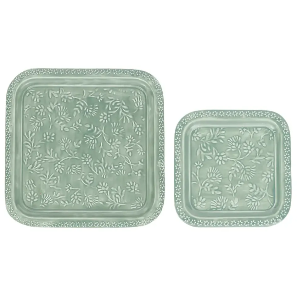 Fabrique de Styles Plateaux*Lot de 2 plateaux carré en fer émaillé - Baroque