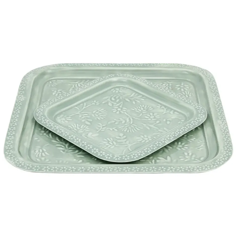 Fabrique de Styles Plateaux*Lot de 2 plateaux carré en fer émaillé - Baroque