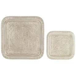 Fabrique de Styles Plateaux*Lot de 2 plateaux carré en fer 41x41cm - Arabise