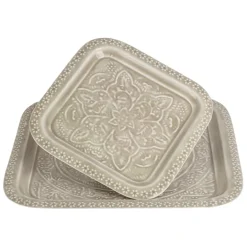 Fabrique de Styles Plateaux*Lot de 2 plateaux carré en fer 41x41cm - Arabise
