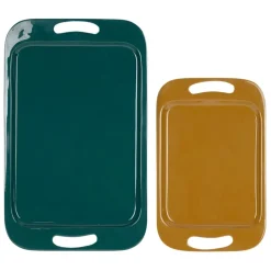 Fabrique de Styles Plateaux*Lot de 2 plateaux en fer émeraude et moutarde - Pop'S