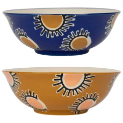 Fabrique de Styles Plats Et Saladiers*Lot de 2 saladiers en grès bleu et moutarde - Funny