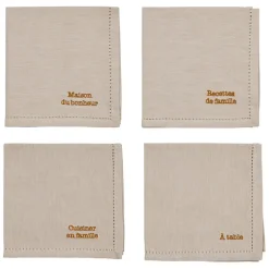 Fabrique de Styles Serviettes De Table*Lot de 4 serviettes de table en coton 45x45cm - Famille