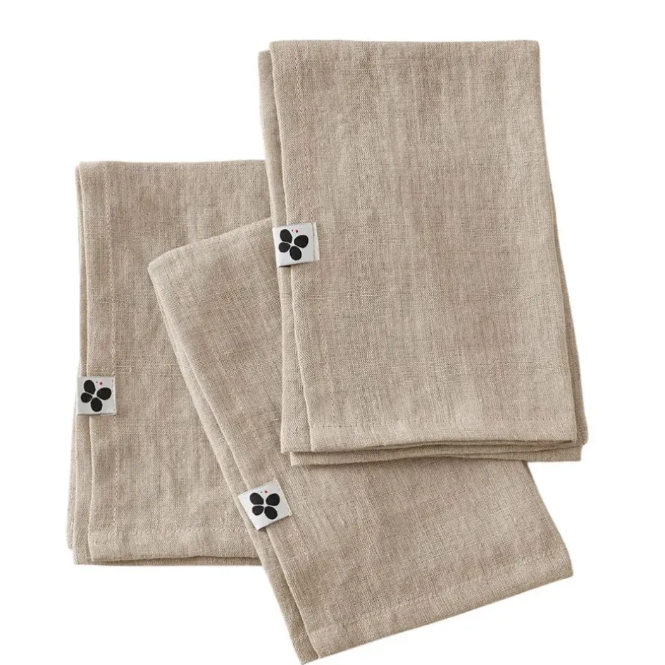 Fabrique de Styles Serviettes De Table*Lot de 3 serviettes en lin lavé 40x40cm - Soline
