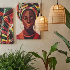 Fabrique de Styles Suspensions*Lot de 2 suspensions en lin et bambou non électrifiée - Plaka