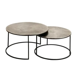 Fabrique de Styles Table Basses*Lot de 2 table gigogne en aluminium et fer - Felia