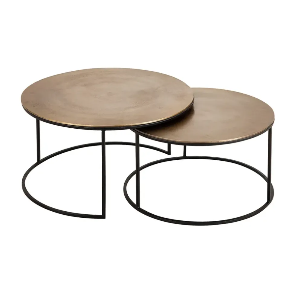 Fabrique de Styles Table Basses*Lot de 2 table gigogne en aluminium et fer - Felia