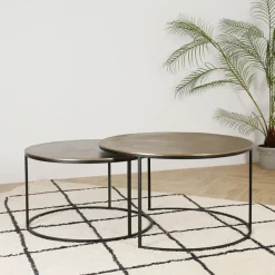 Fabrique de Styles Table Basses*Lot de 2 table gigogne en aluminium et fer - Felia