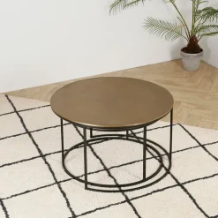 Fabrique de Styles Table Basses*Lot de 2 table gigogne en aluminium et fer - Felia