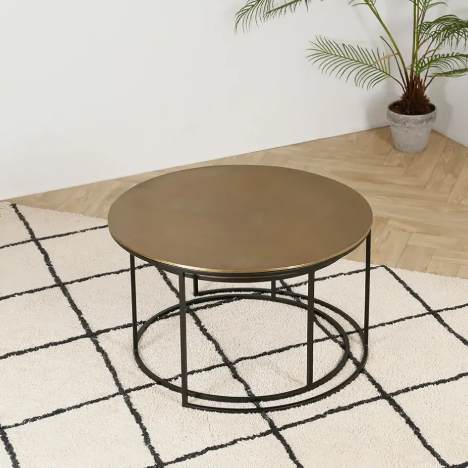 Fabrique de Styles Table Basses*Lot de 2 table gigogne en aluminium et fer - Felia