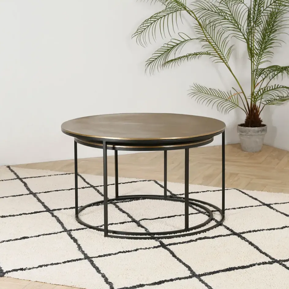 Fabrique de Styles Table Basses*Lot de 2 table gigogne en aluminium et fer - Felia