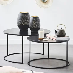 Fabrique de Styles Table Basses*Lot de 2 table gigogne en aluminium et fer - Felia