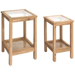 Fabrique de Styles Bouts De Canapé Et Tables D'appoint*Lot de 2 tables d'appoint en sapin et verre - Firmin