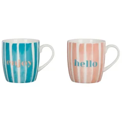 Fabrique de Styles Tasses Et Mugs*Lot de 2 tasses bleu et corail 35cl - Palma