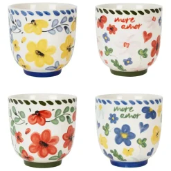 Fabrique de Styles Tasses Et Mugs*Lot de 4 tasses en grès fleur 17cl - Bellagio