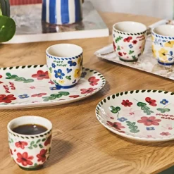 Fabrique de Styles Tasses Et Mugs*Lot de 4 tasses en grès fleur 17cl - Bellagio